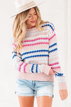 Amelia Patterned Drop Shoulder Sweater - Che Cose Belle