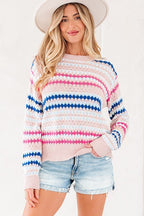 Amelia Patterned Drop Shoulder Sweater - Che Cose Belle