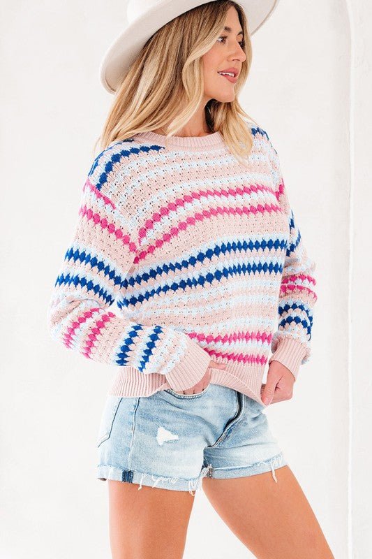 Amelia Patterned Drop Shoulder Sweater - Che Cose Belle