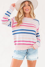 Amelia Patterned Drop Shoulder Sweater - Che Cose Belle