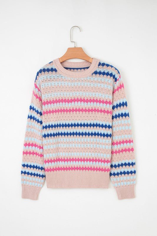 Amelia Patterned Drop Shoulder Sweater - Che Cose Belle