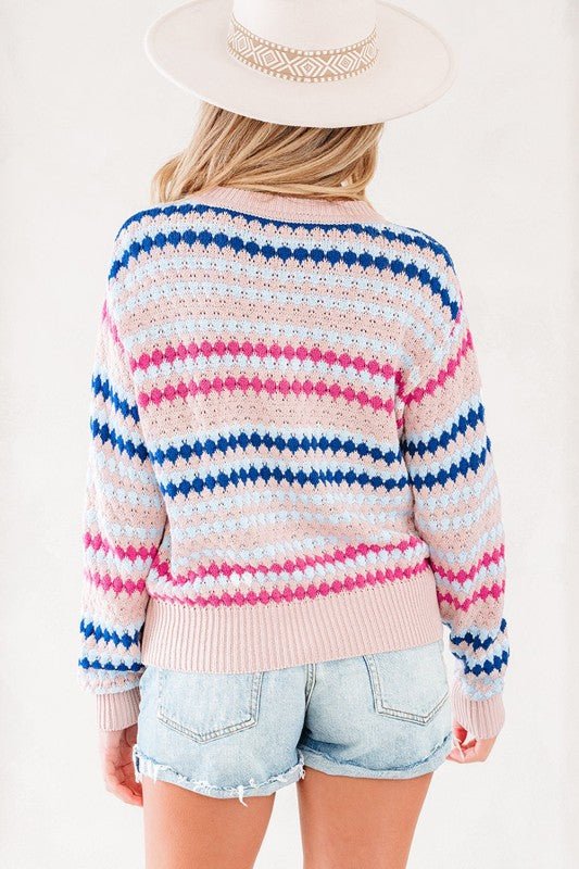 Amelia Patterned Drop Shoulder Sweater - Che Cose Belle