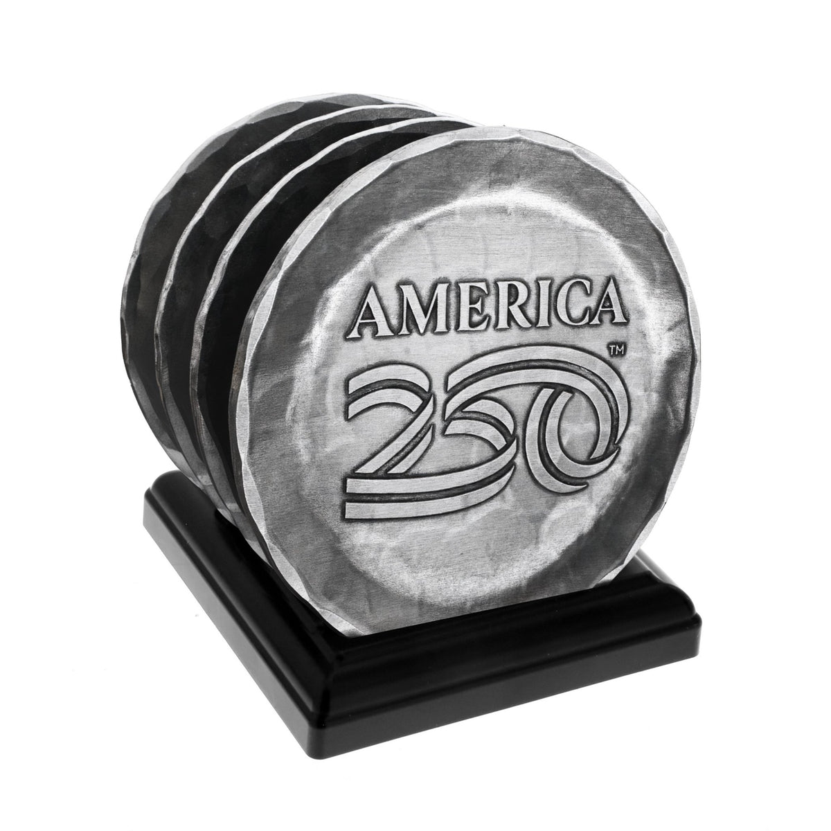 America250 4-Piece Commemorative Coaster Set with Caddy (Aluminum) - Che Cose Belle