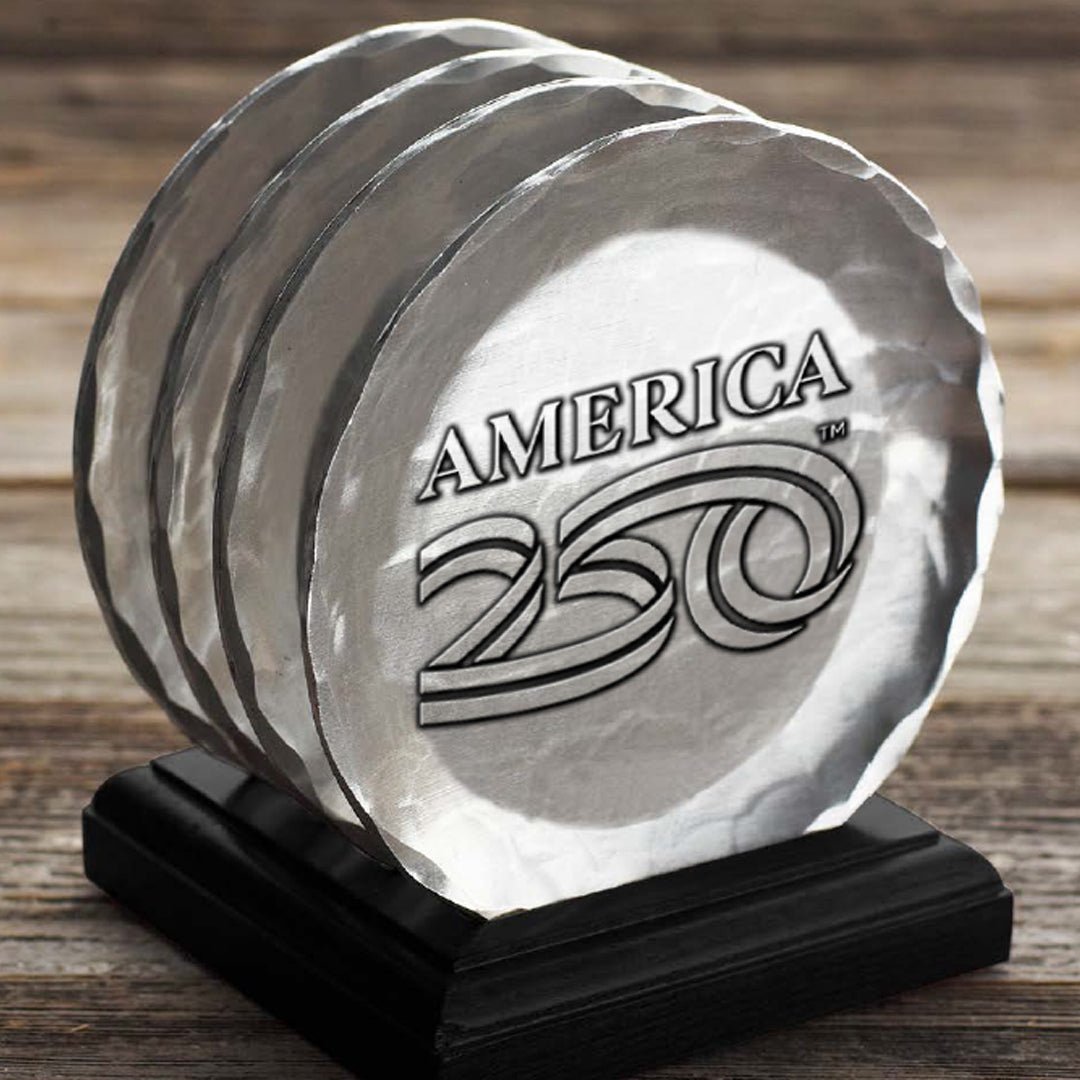 America250 4-Piece Commemorative Coaster Set with Caddy (Aluminum) - Che Cose Belle