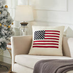 American Flag Hand Felted Wool Pillow - Cream 20" Arcadia Home - Che Cose Belle