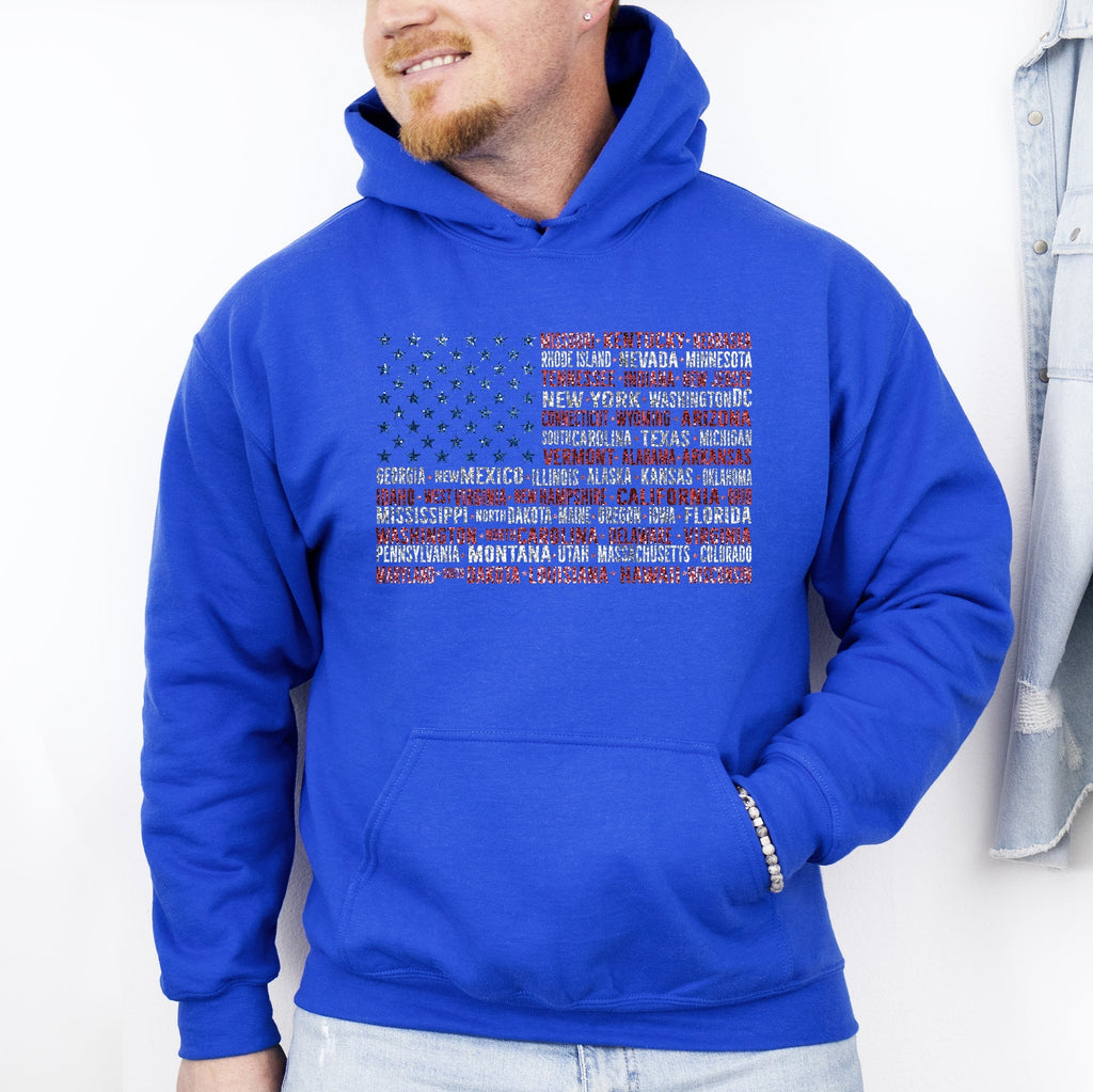 American Flag, States, USA, Patriotic, America, 4th of July Hoodie, Hooded Sweatshirt - Che Cose Belle