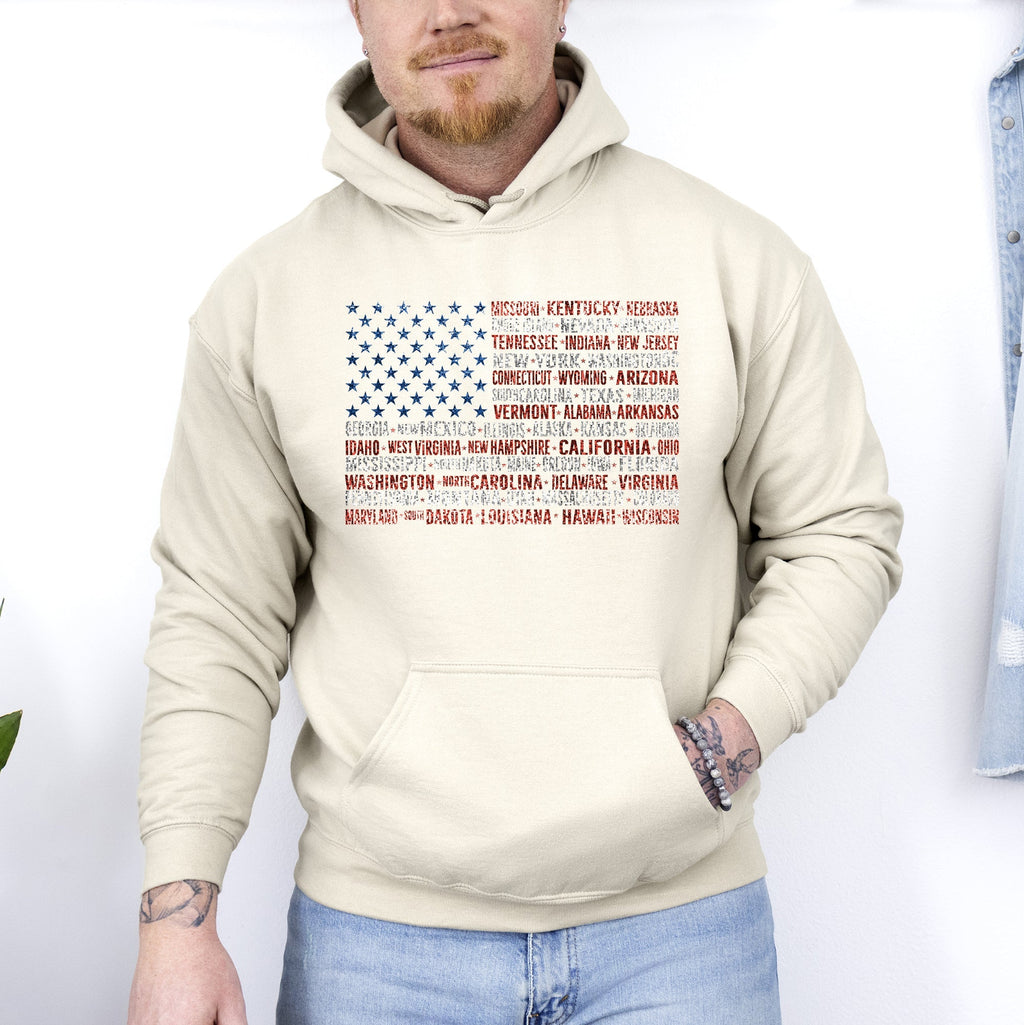 American Flag, States, USA, Patriotic, America, 4th of July Hoodie, Hooded Sweatshirt - Che Cose Belle