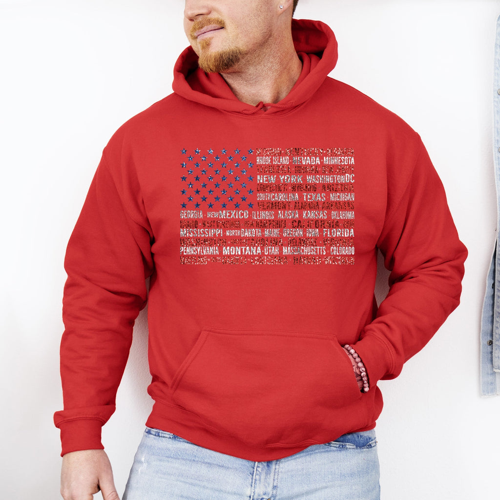 American Flag, States, USA, Patriotic, America, 4th of July Hoodie, Hooded Sweatshirt - Che Cose Belle