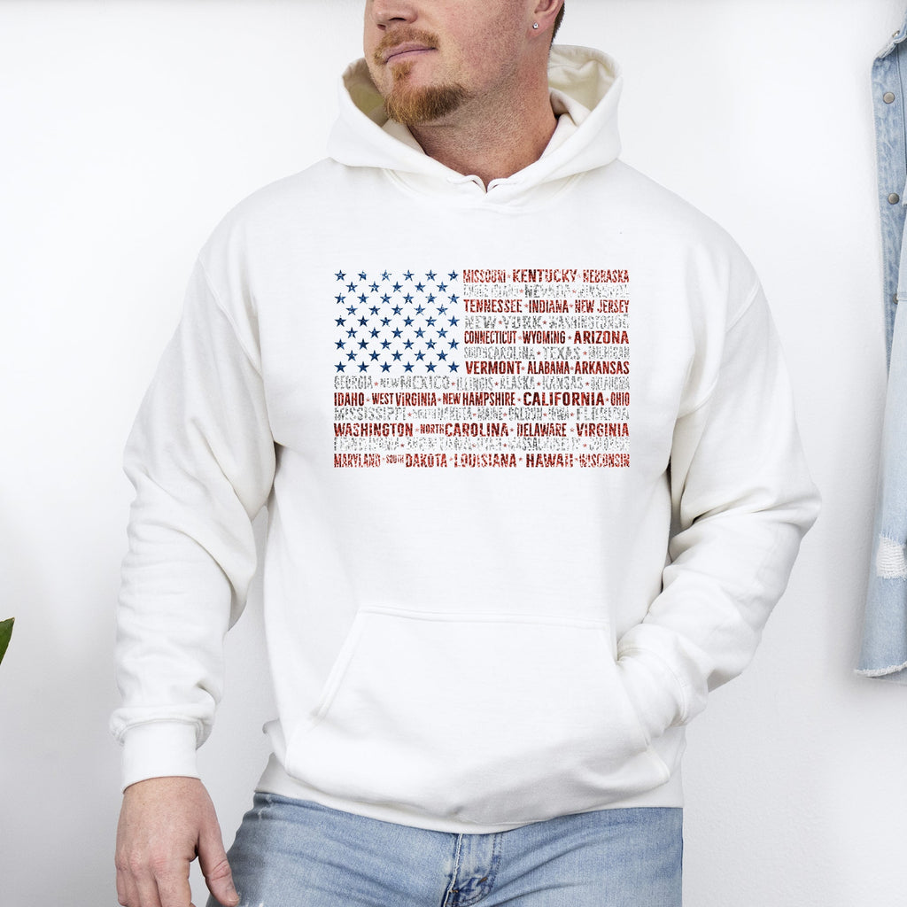 American Flag, States, USA, Patriotic, America, 4th of July Hoodie, Hooded Sweatshirt - Che Cose Belle