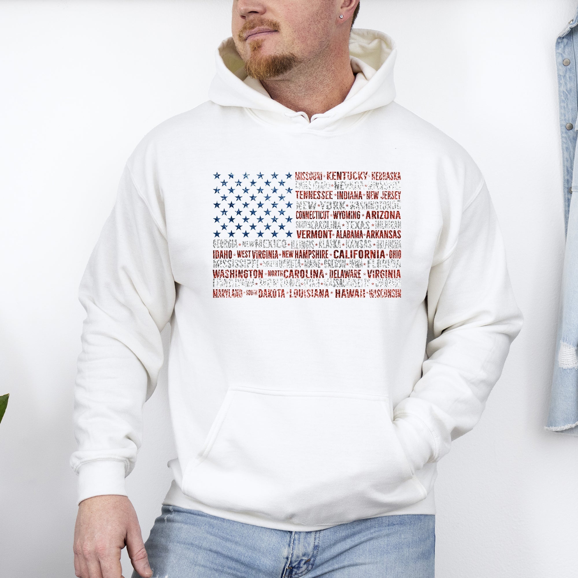 American Flag, States, USA, Patriotic, America, 4th of July Hoodie, Hooded Sweatshirt - Che Cose Belle