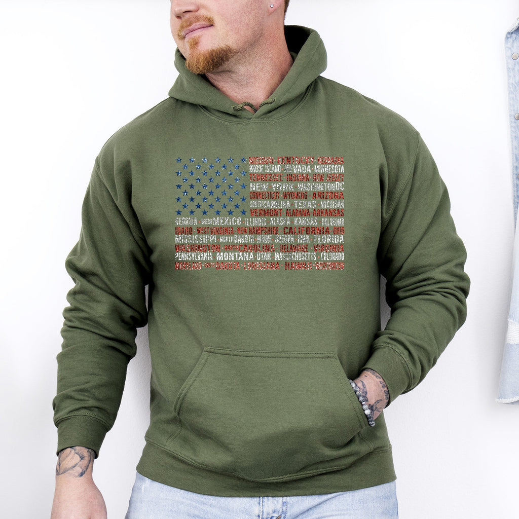 American Flag, States, USA, Patriotic, America, 4th of July Hoodie, Hooded Sweatshirt - Che Cose Belle