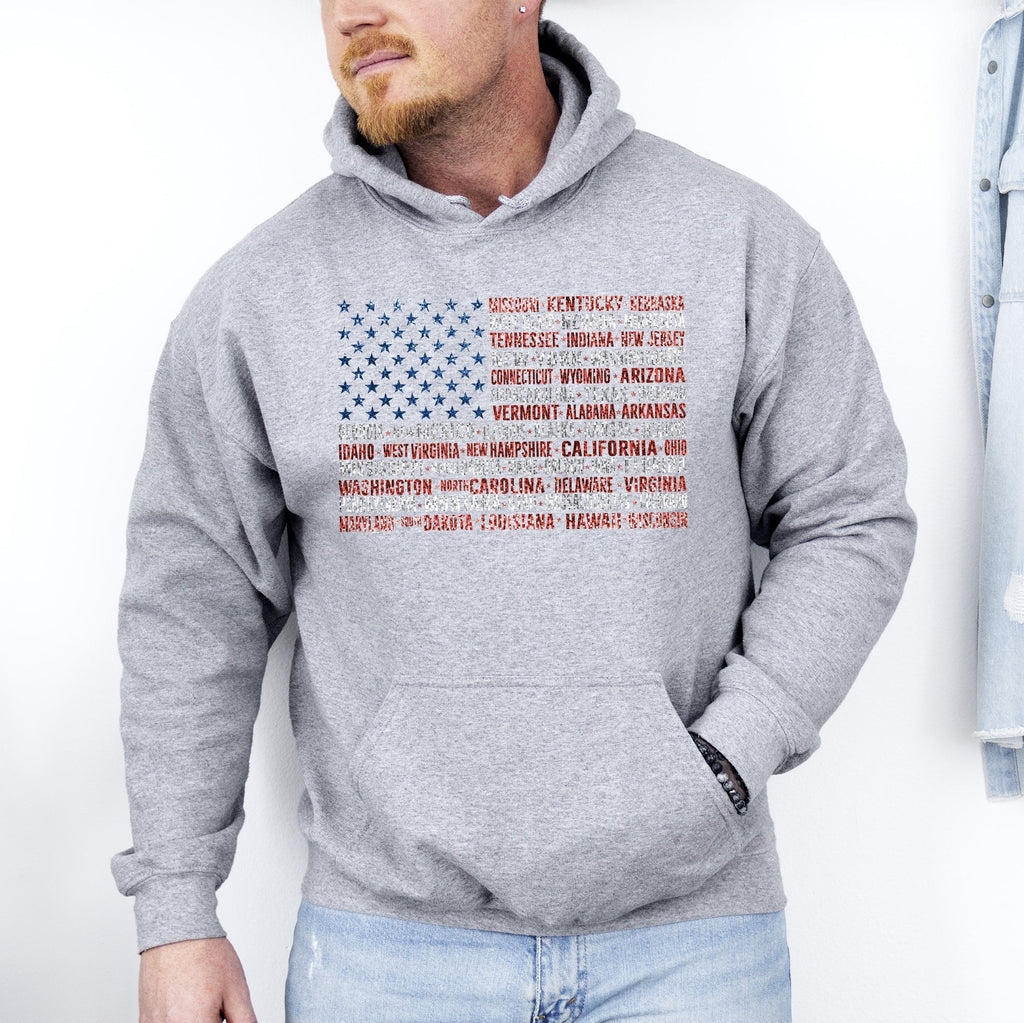 American Flag, States, USA, Patriotic, America, 4th of July Hoodie, Hooded Sweatshirt - Che Cose Belle