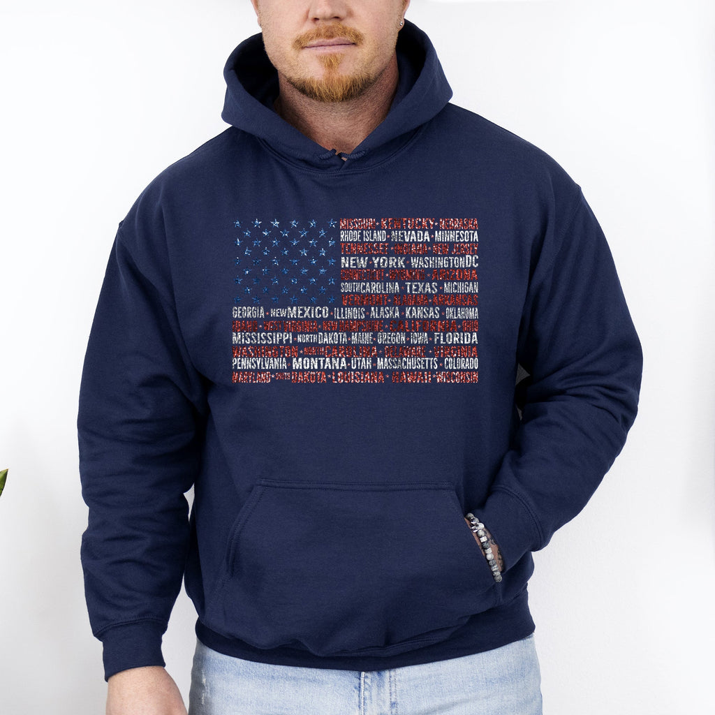 American Flag, States, USA, Patriotic, America, 4th of July Hoodie, Hooded Sweatshirt - Che Cose Belle