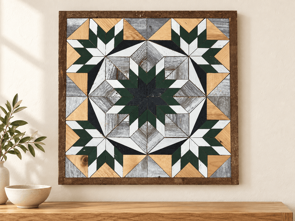 Amish Handmade Barn Quilt Wall Art – Reclaimed Barn Wood – 20.75” x 20.75” - Che Cose Belle