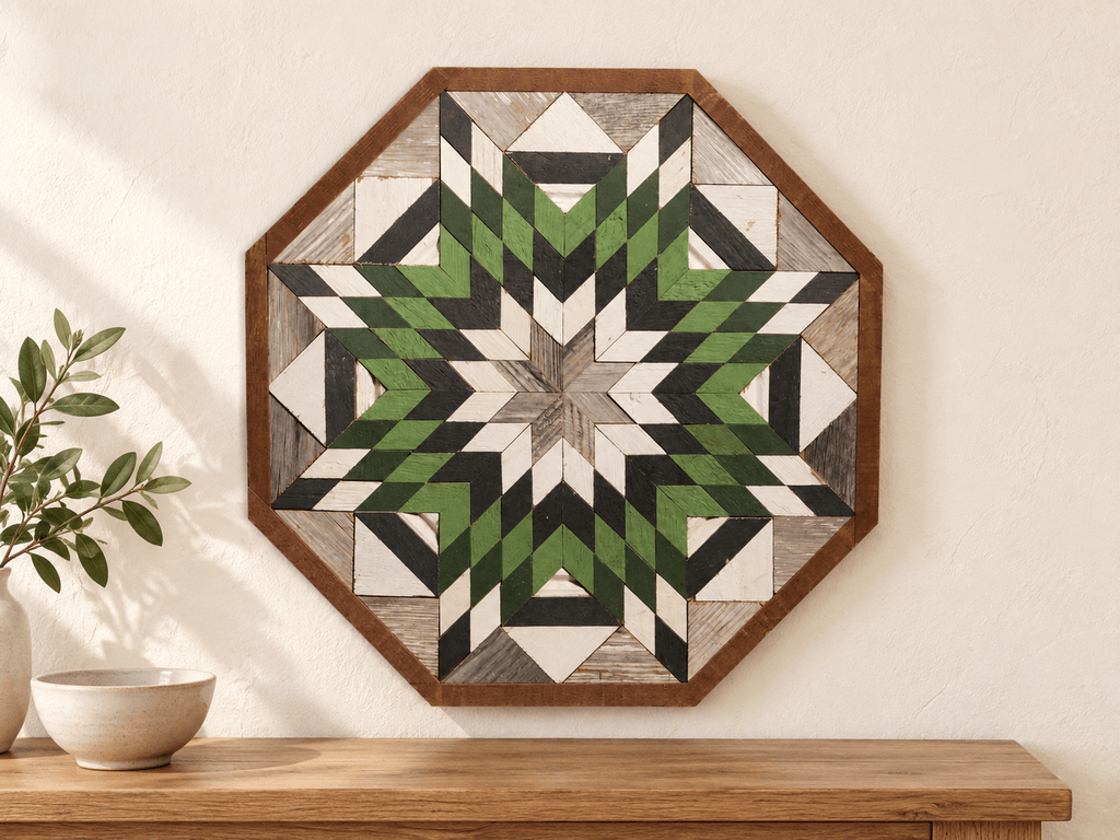 Amish Handmade Barn Quilt Wall Art – Reclaimed Barn Wood – 20.75” x 20.75” - Che Cose Belle