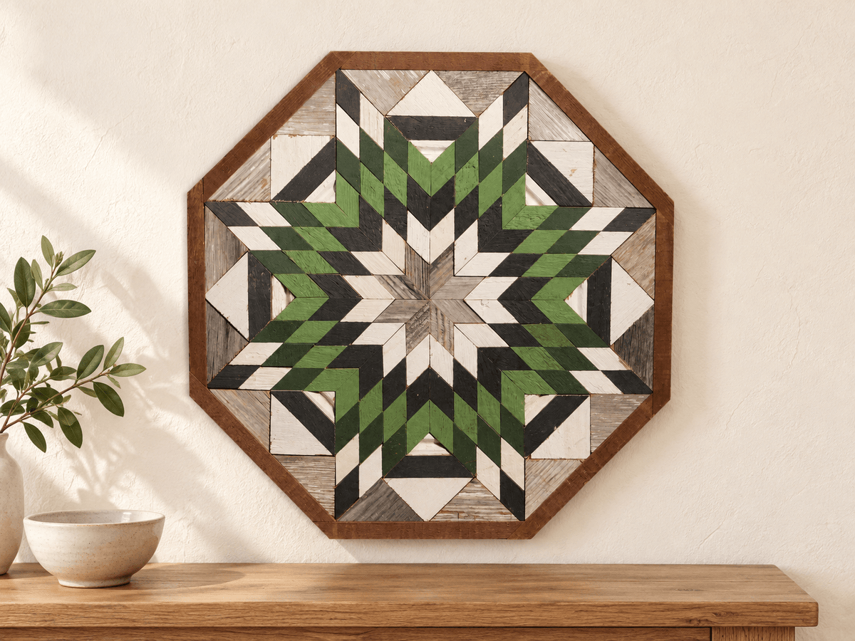 Amish Handmade Barn Quilt Wall Art – Reclaimed Barn Wood – 20.75” x 20.75” - Che Cose Belle