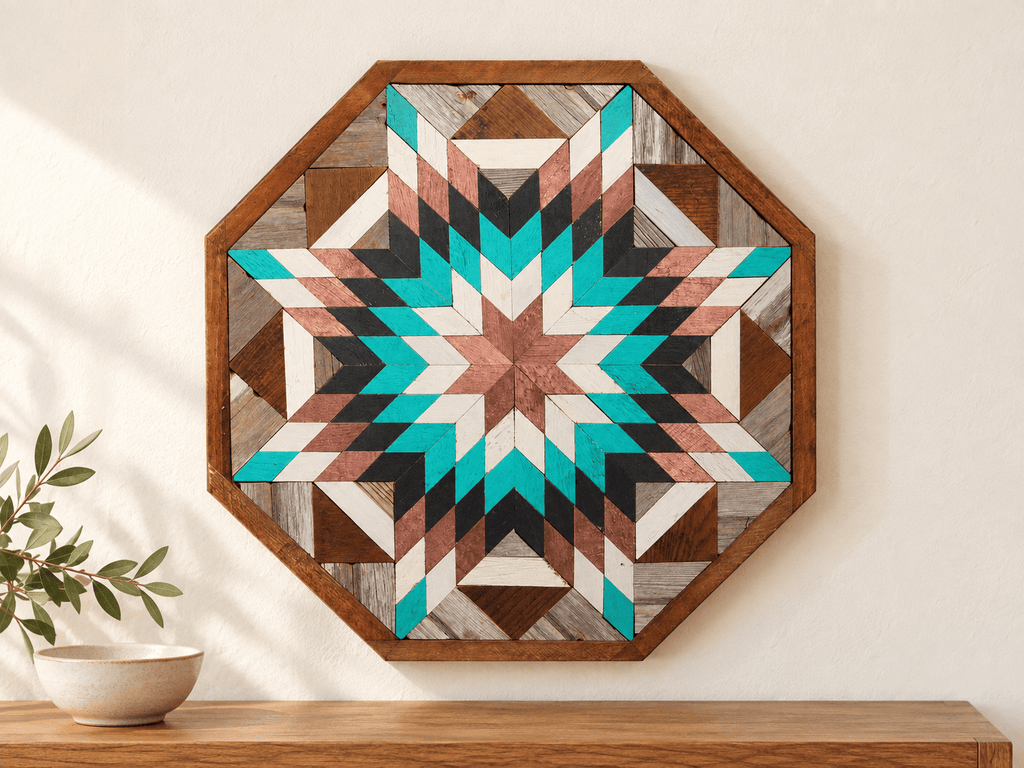 Amish Handmade Barn Quilt Wall Art – Reclaimed Barn Wood – 20.75” x 20.75” - Che Cose Belle