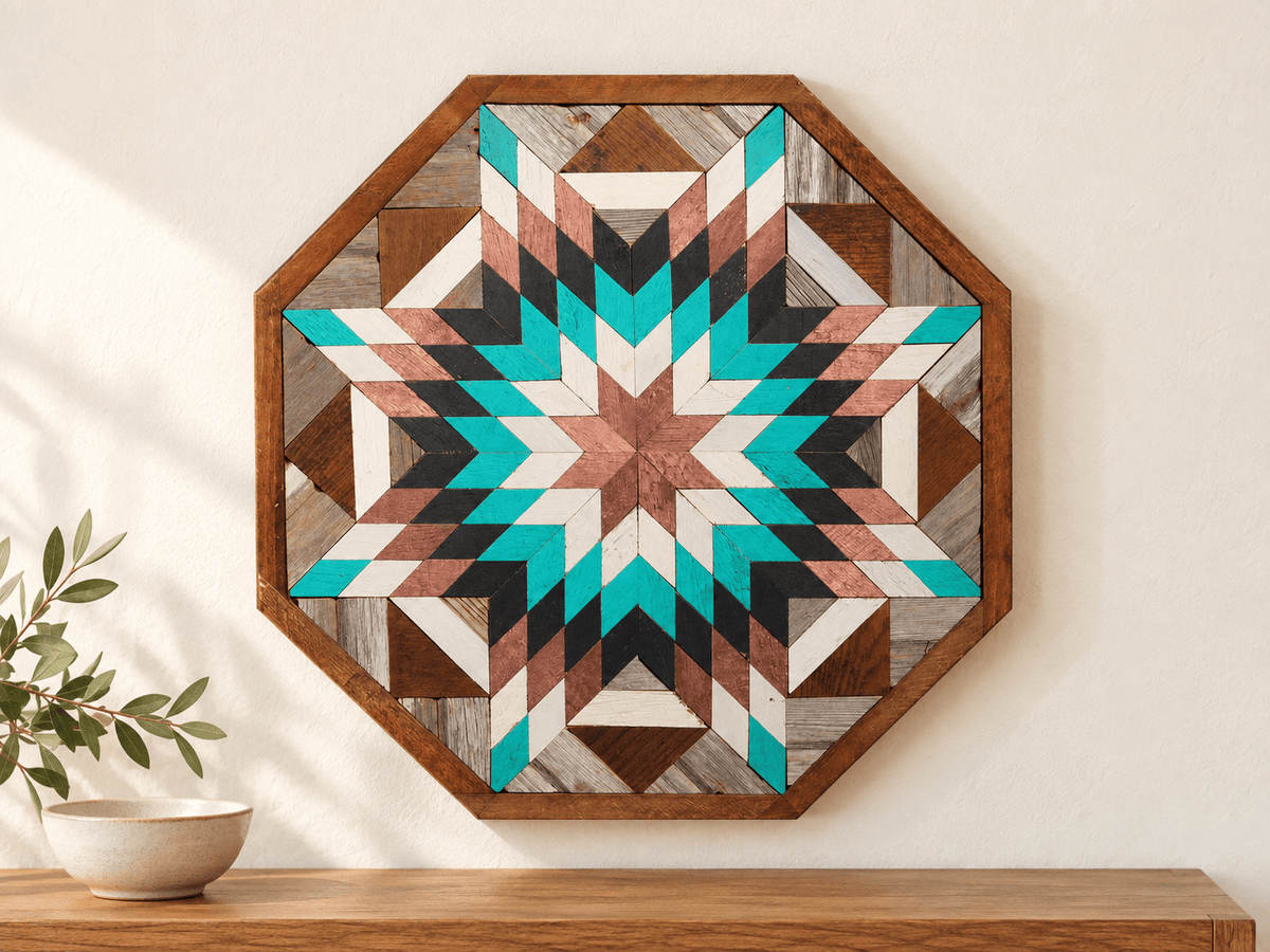 Amish Handmade Barn Quilt Wall Art – Reclaimed Barn Wood – 20.75” x 20.75” - Che Cose Belle