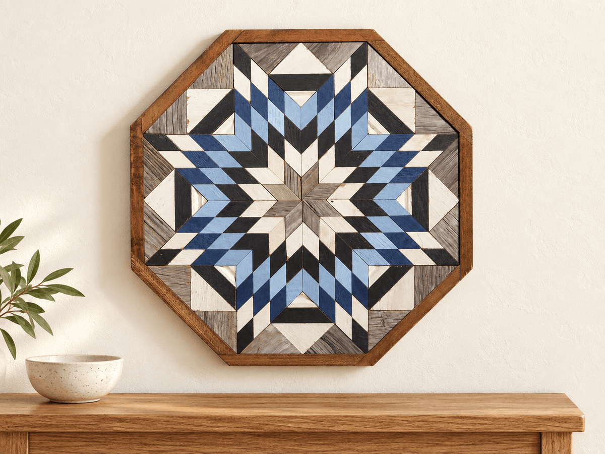 Amish Handmade Barn Quilt Wall Art – Reclaimed Barn Wood – 20.75” x 20.75” - Che Cose Belle