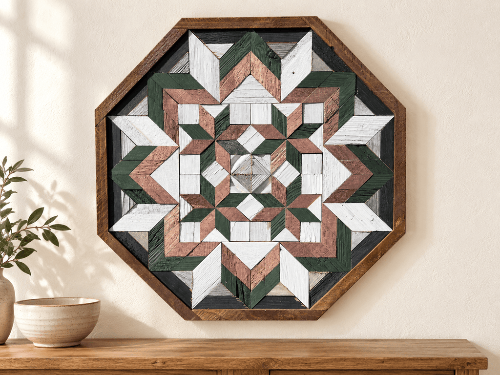 Amish Handmade Barn Quilt Wall Art – Reclaimed Barn Wood – 20.75” x 20.75” - Che Cose Belle