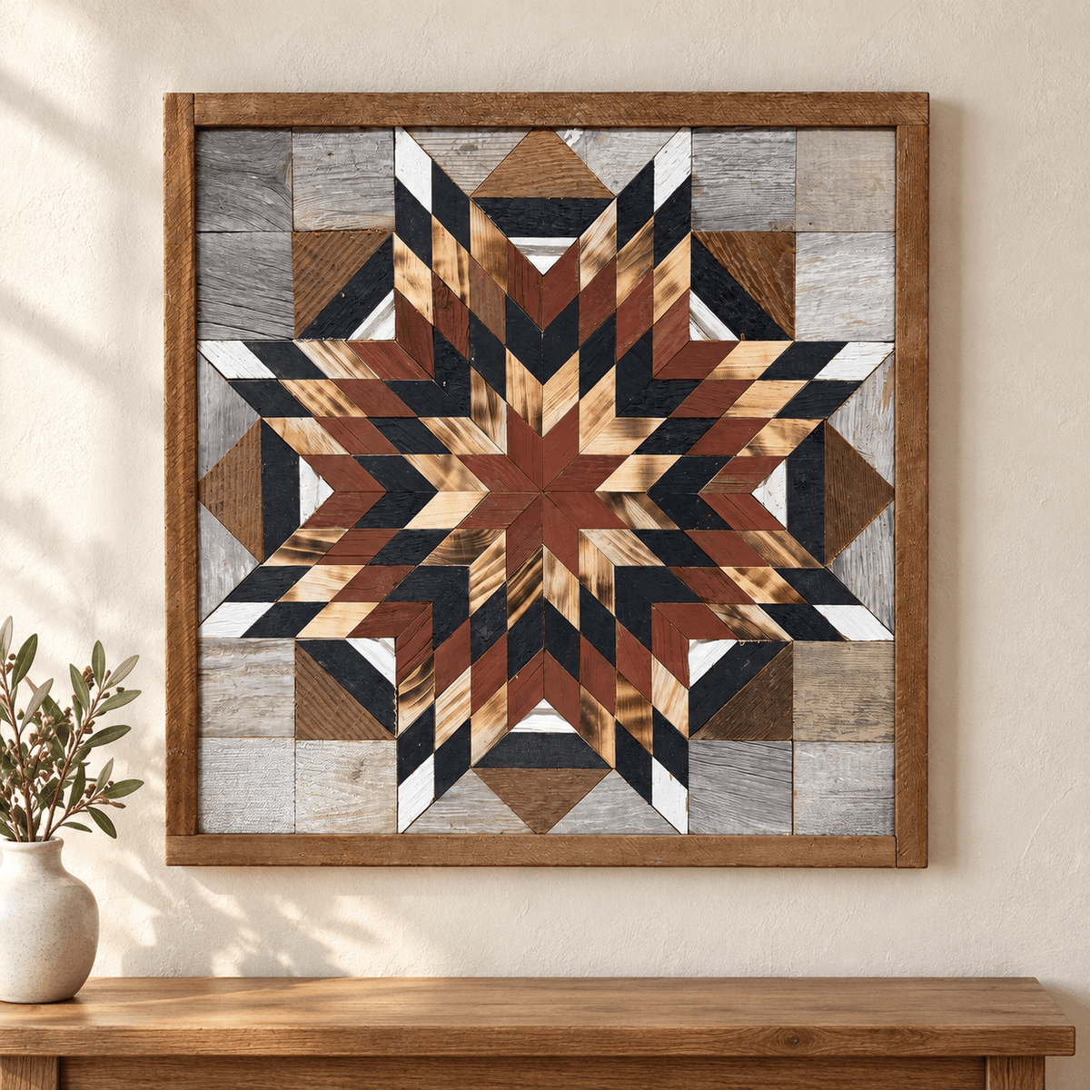 Amish Handmade Barn Quilt Wall Art – Reclaimed Barn Wood – 20.75” x 20.75” - Che Cose Belle