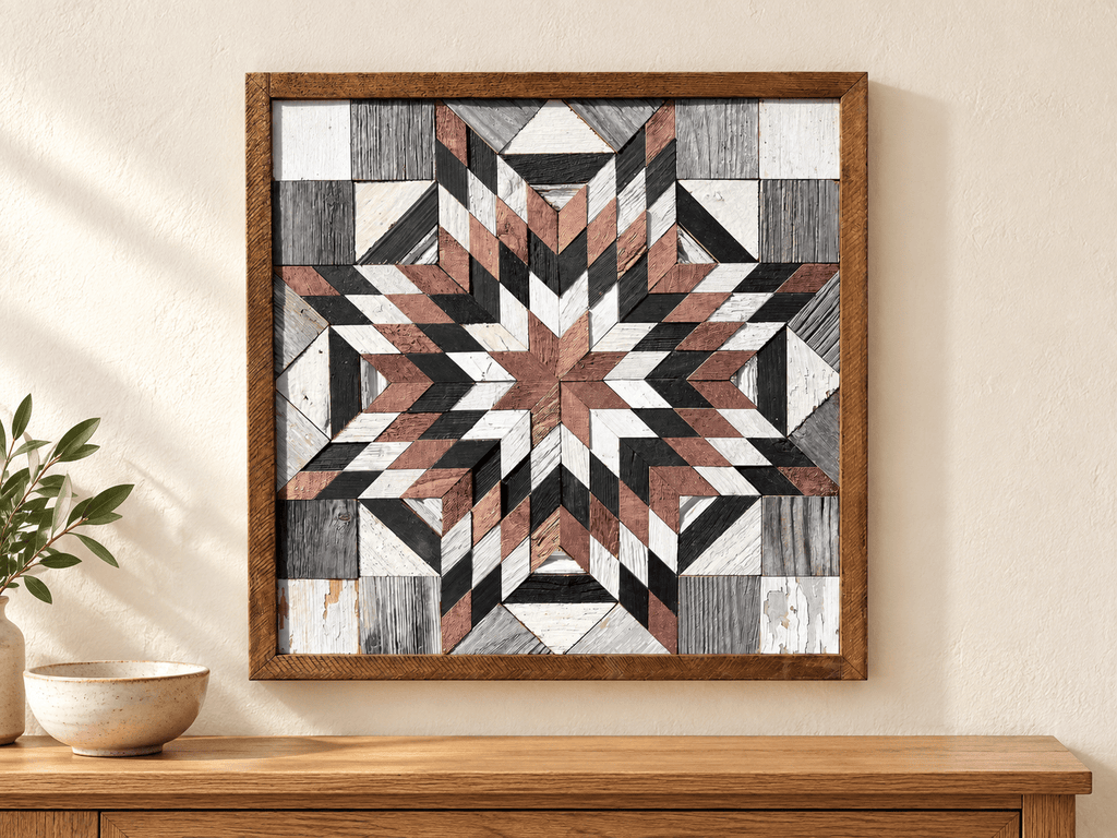 Amish Handmade Barn Quilt Wall Art – Reclaimed Barn Wood – 20.75” x 20.75” - Che Cose Belle