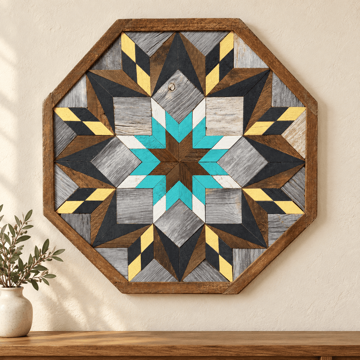Amish Handmade Barn Quilt Wall Art – Reclaimed Barn Wood – 20.75” x 20.75” - Che Cose Belle