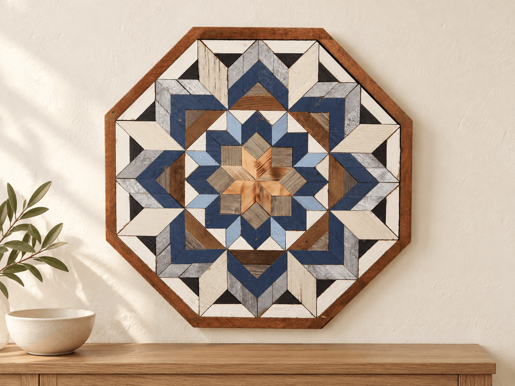 Amish Handmade Barn Quilt Wall Art – Reclaimed Barn Wood – 20.75” x 20.75” - Che Cose Belle