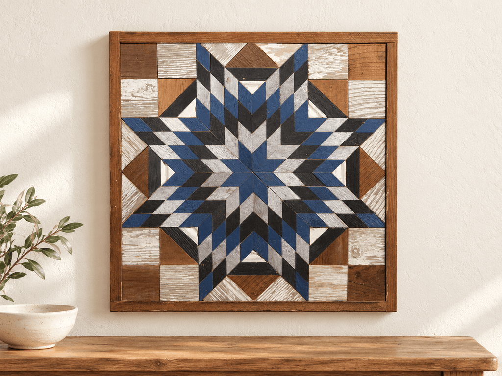 Amish Handmade Barn Quilt Wall Art – Reclaimed Barn Wood – 20.75” x 20.75” - Che Cose Belle