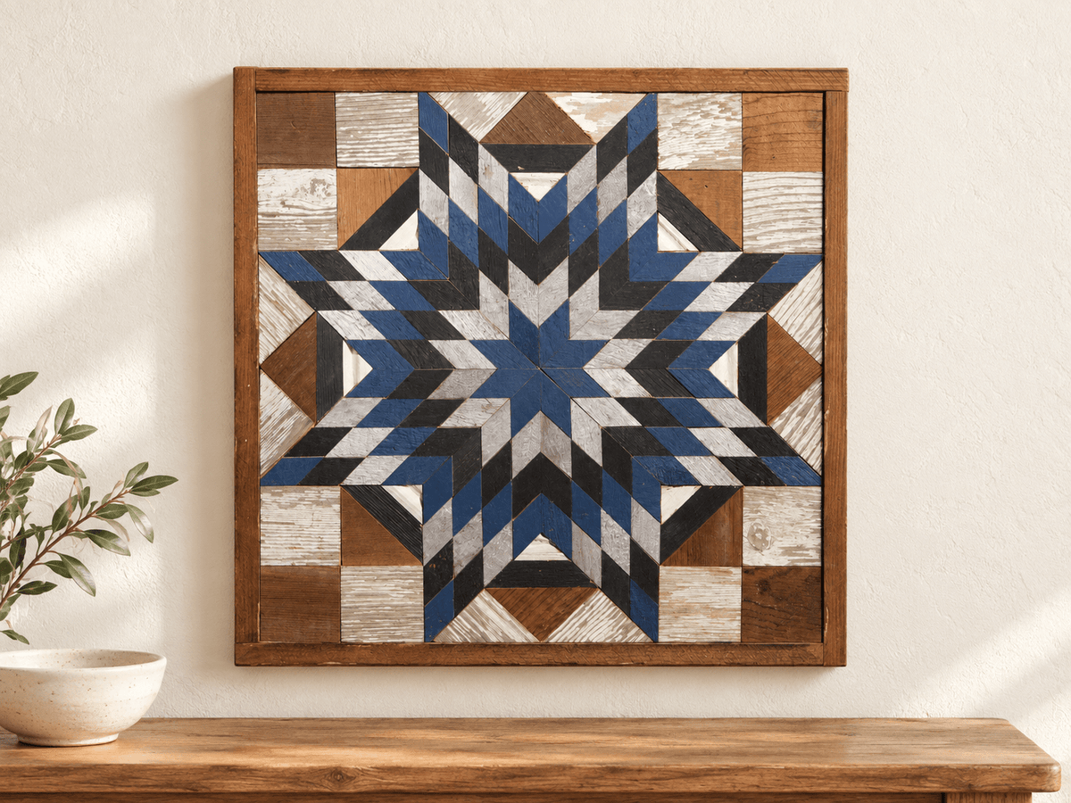 Amish Handmade Barn Quilt Wall Art – Reclaimed Barn Wood – 20.75” x 20.75” - Che Cose Belle