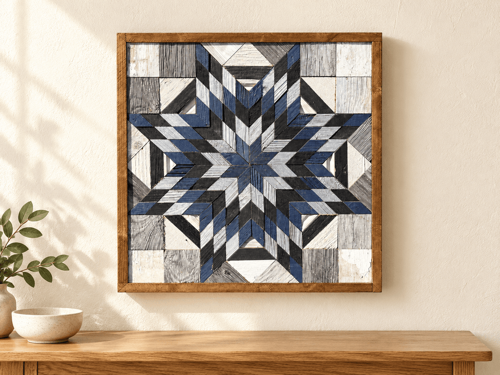 Amish Handmade Barn Quilt Wall Art – Reclaimed Barn Wood – 20.75” x 20.75” - Che Cose Belle
