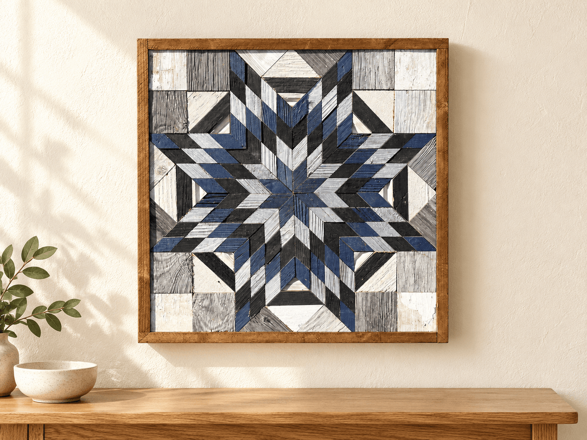 Amish Handmade Barn Quilt Wall Art – Reclaimed Barn Wood – 20.75” x 20.75” - Che Cose Belle