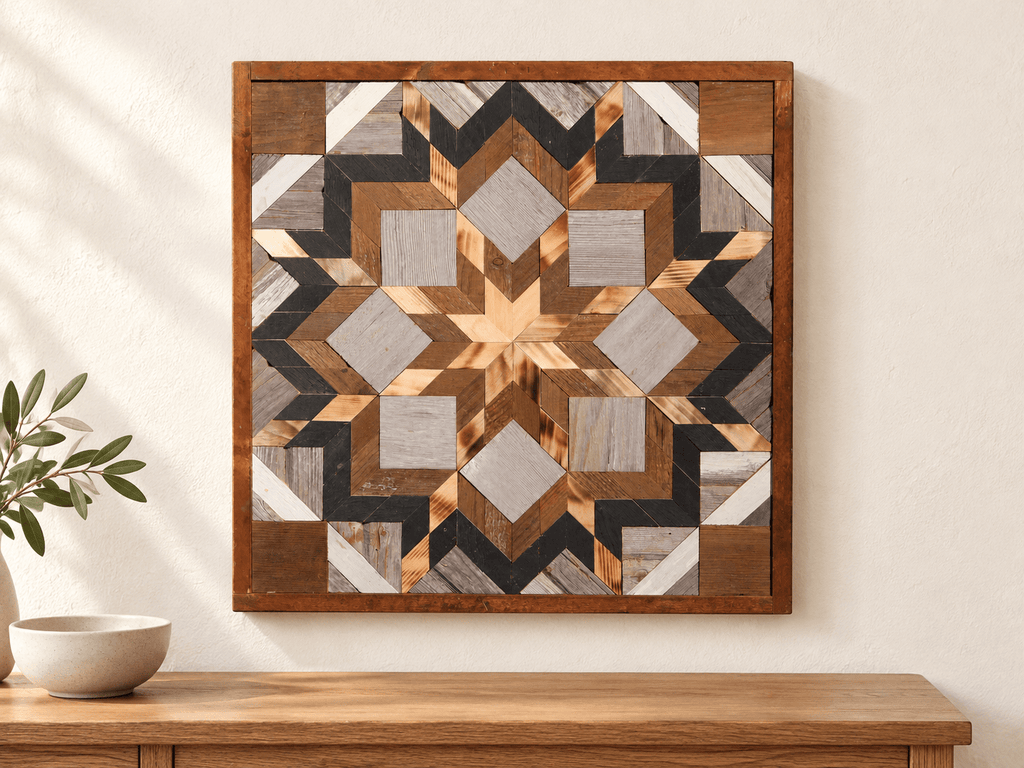 Amish Handmade Barn Quilt Wall Art – Reclaimed Barn Wood – 20.75” x 20.75” - Che Cose Belle