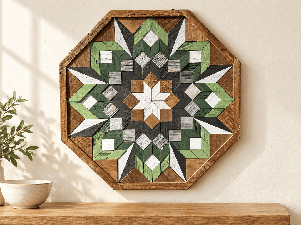 Amish Handmade Barn Quilt Wall Art – Reclaimed Barn Wood – 20.75” x 20.75” - Che Cose Belle