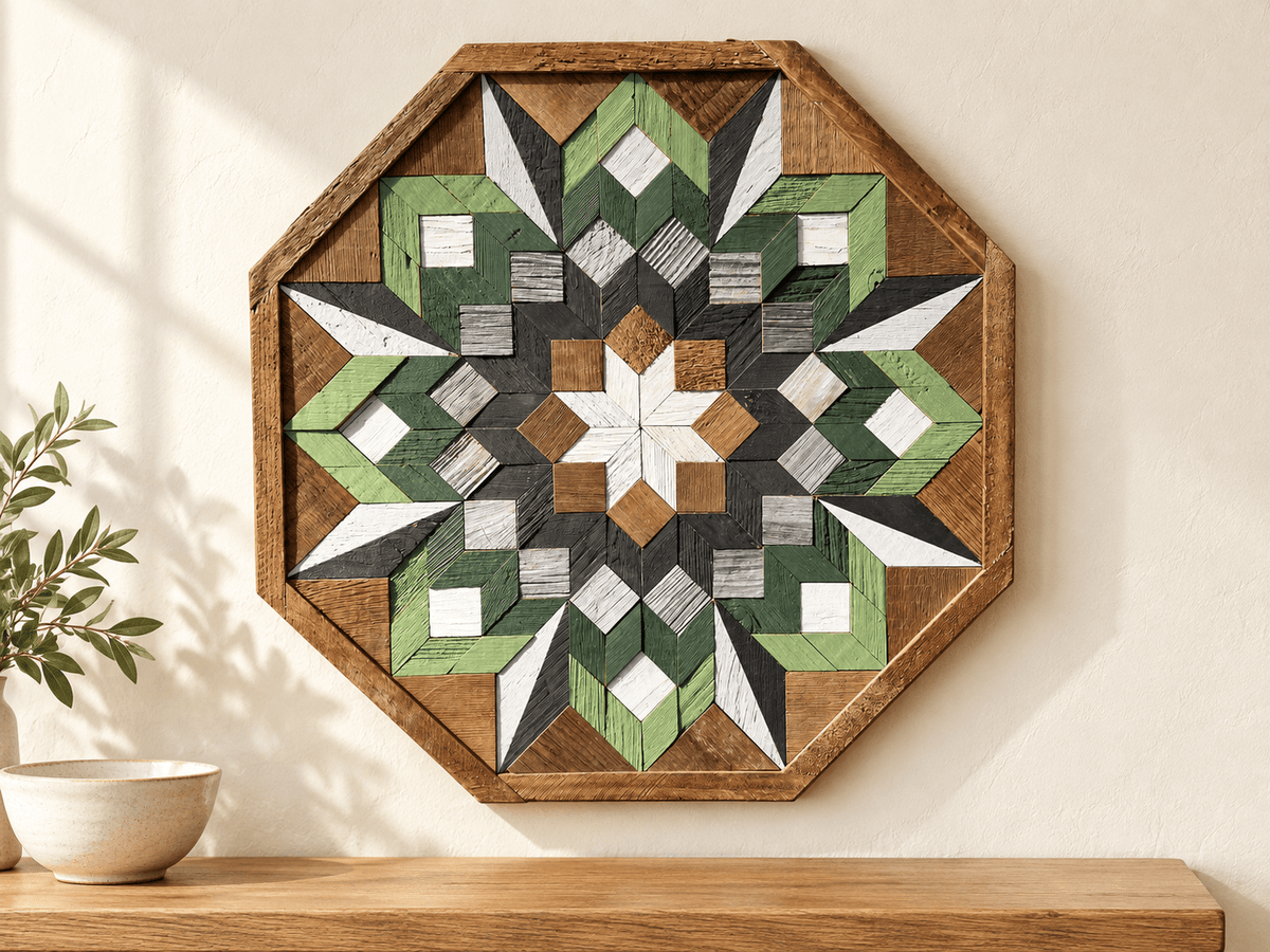 Amish Handmade Barn Quilt Wall Art – Reclaimed Barn Wood – 20.75” x 20.75” - Che Cose Belle