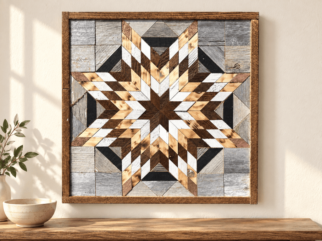 Amish Handmade Barn Quilt Wall Art – Reclaimed Barn Wood – 20.75” x 20.75” - Che Cose Belle