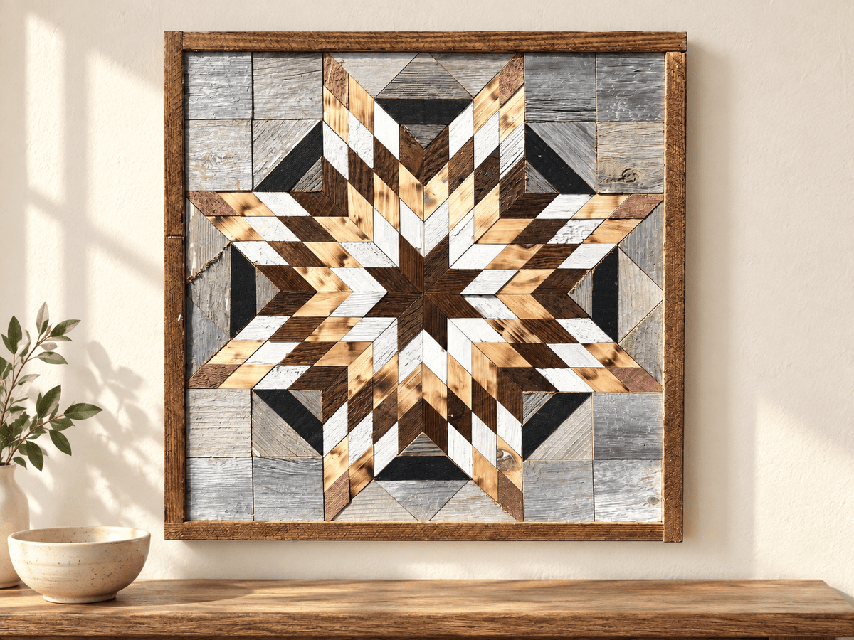 Amish Handmade Barn Quilt Wall Art – Reclaimed Barn Wood – 20.75” x 20.75” - Che Cose Belle