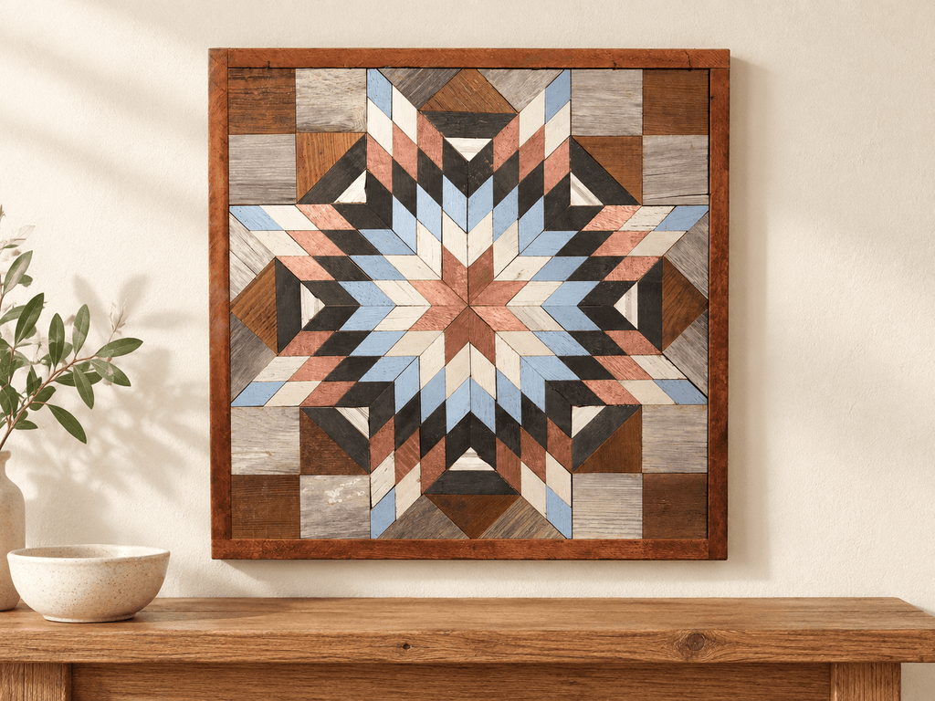 Amish Handmade Barn Quilt Wall Art – Reclaimed Barn Wood – 20.75” x 20.75” - Che Cose Belle