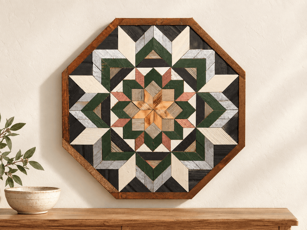 Amish Handmade Barn Quilt Wall Art – Reclaimed Barn Wood – 20.75” x 20.75” - Che Cose Belle
