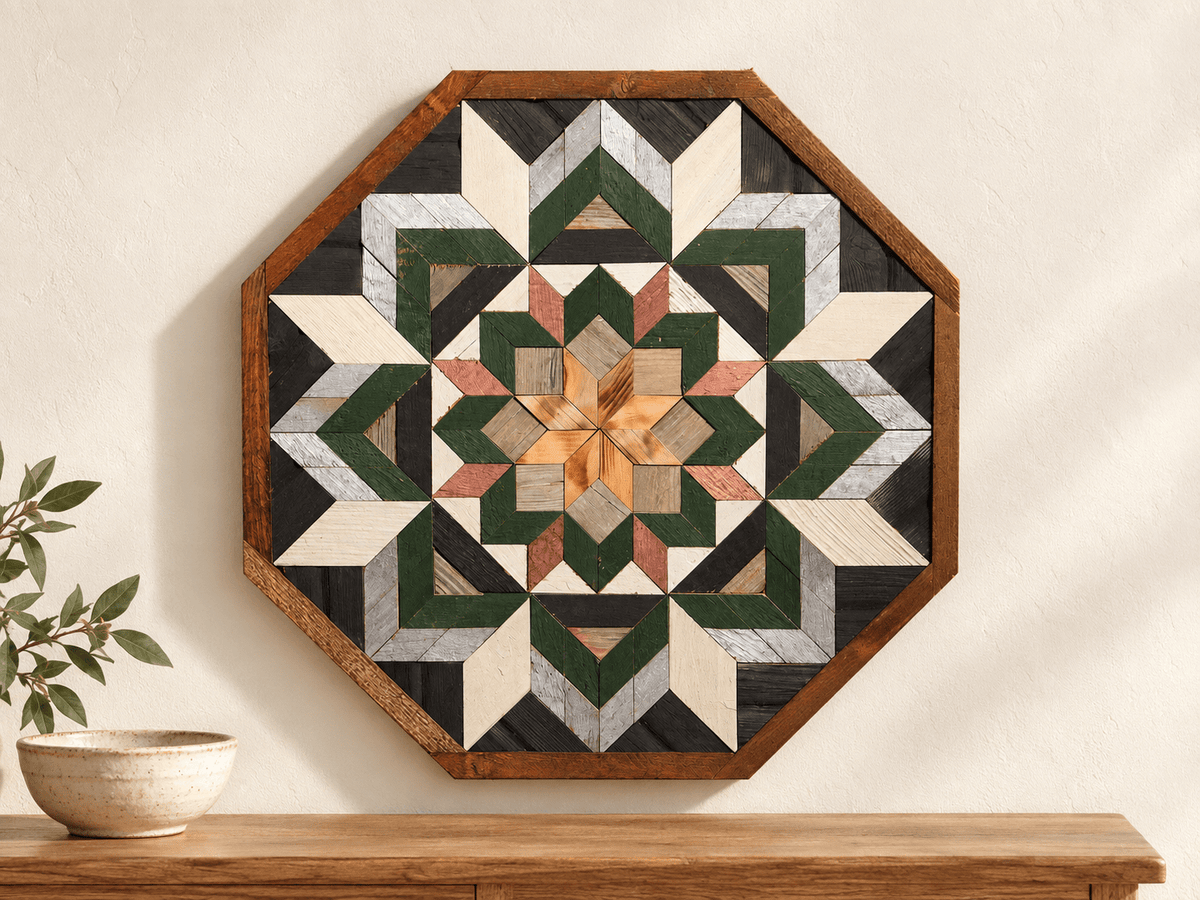 Amish Handmade Barn Quilt Wall Art – Reclaimed Barn Wood – 20.75” x 20.75” - Che Cose Belle
