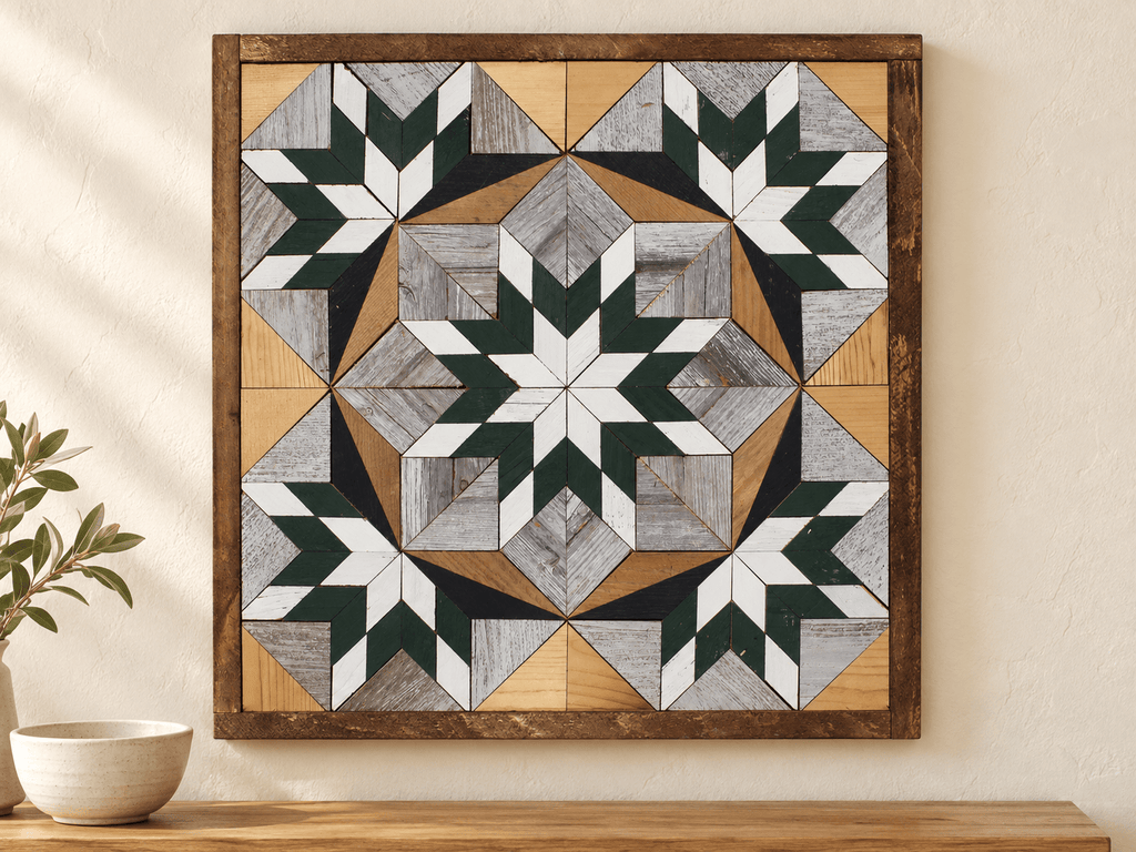 Amish Handmade Barn Quilt Wall Art – Reclaimed Barn Wood – 20.75” x 20.75” - Che Cose Belle