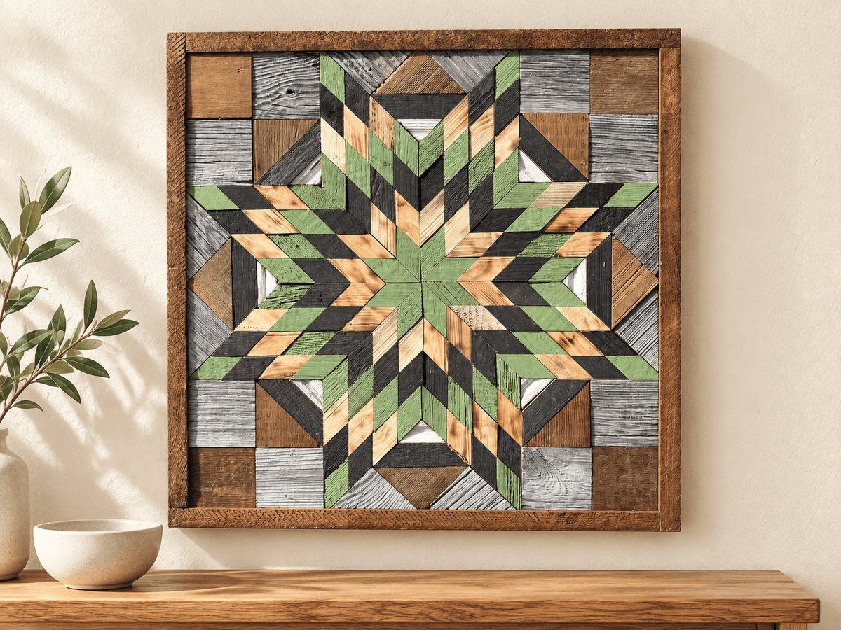 Amish Handmade Barn Quilt Wall Art – Reclaimed Barn Wood – 20.75” x 20.75” - Che Cose Belle