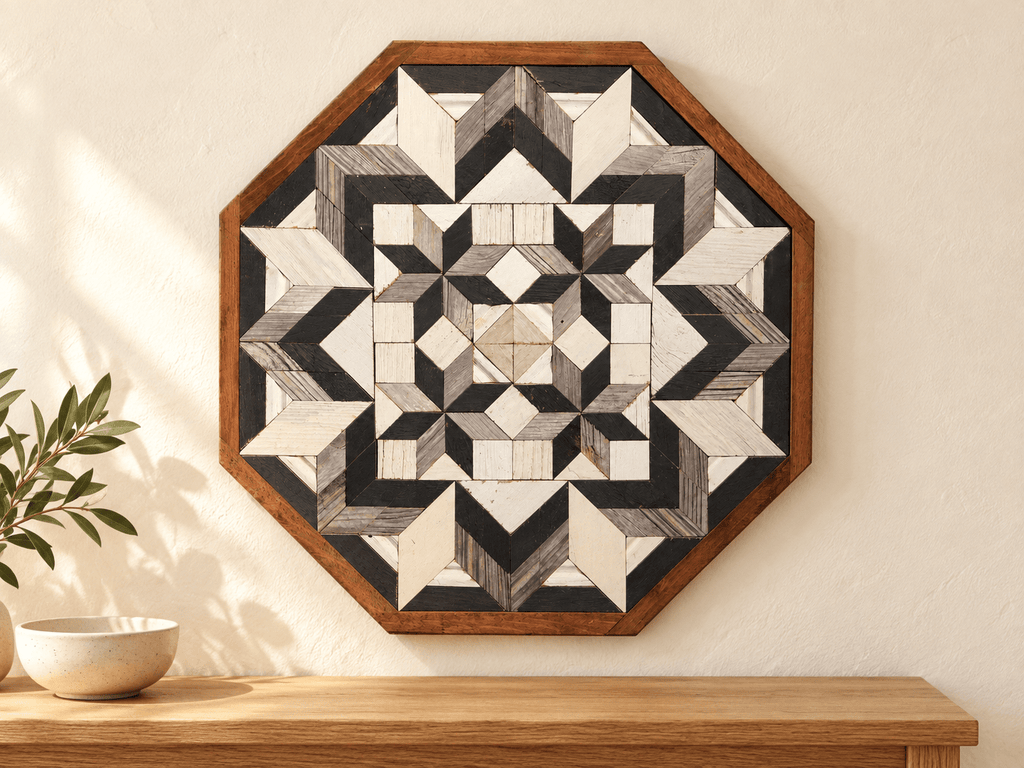 Amish Handmade Barn Quilt Wall Art – Reclaimed Barn Wood – 20.75” x 20.75” - Che Cose Belle