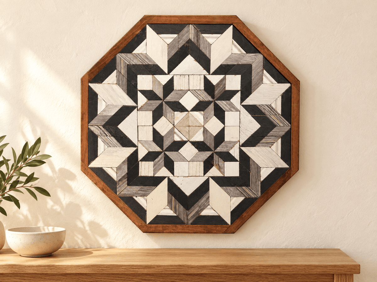 Amish Handmade Barn Quilt Wall Art – Reclaimed Barn Wood – 20.75” x 20.75” - Che Cose Belle