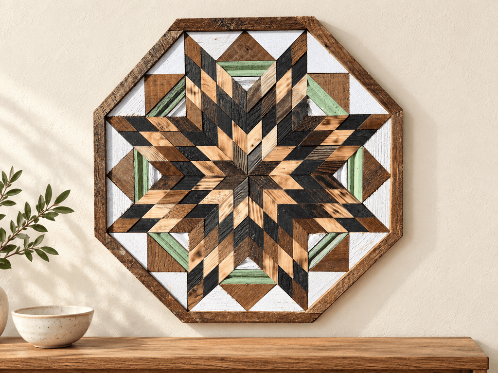 Amish Handmade Barn Quilt Wall Art – Reclaimed Barn Wood – 20.75” x 20.75” - Che Cose Belle