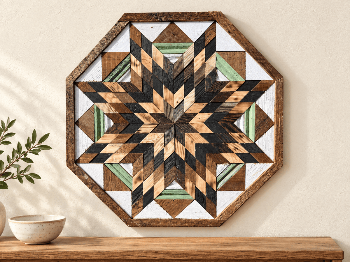 Amish Handmade Barn Quilt Wall Art – Reclaimed Barn Wood – 20.75” x 20.75” - Che Cose Belle