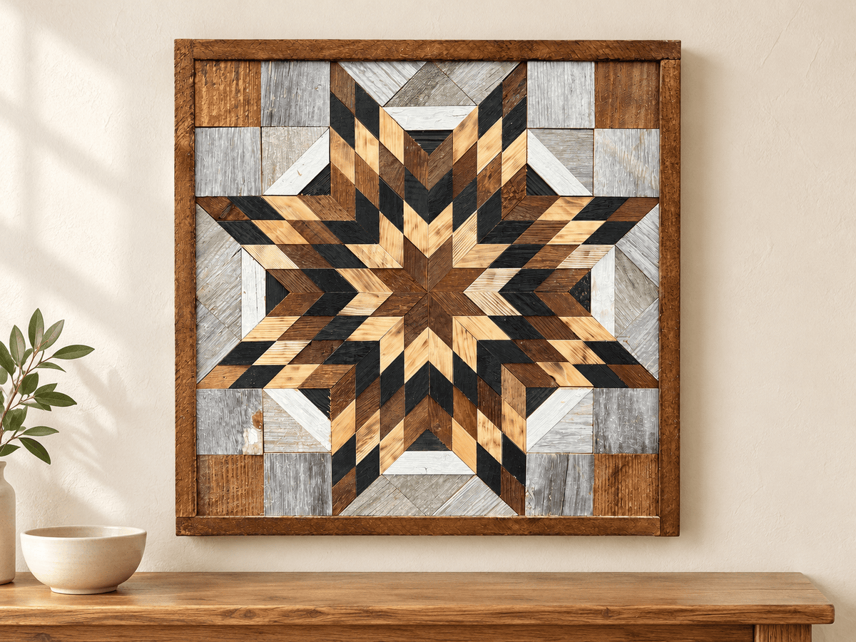Amish Handmade Barn Quilt Wall Art – Reclaimed Barn Wood – 20.75” x 20.75” - Che Cose Belle