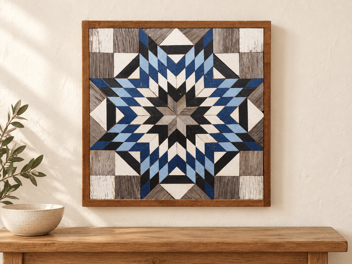 Amish Handmade Barn Quilt Wall Art – Reclaimed Barn Wood – 20.75” x 20.75” - Che Cose Belle