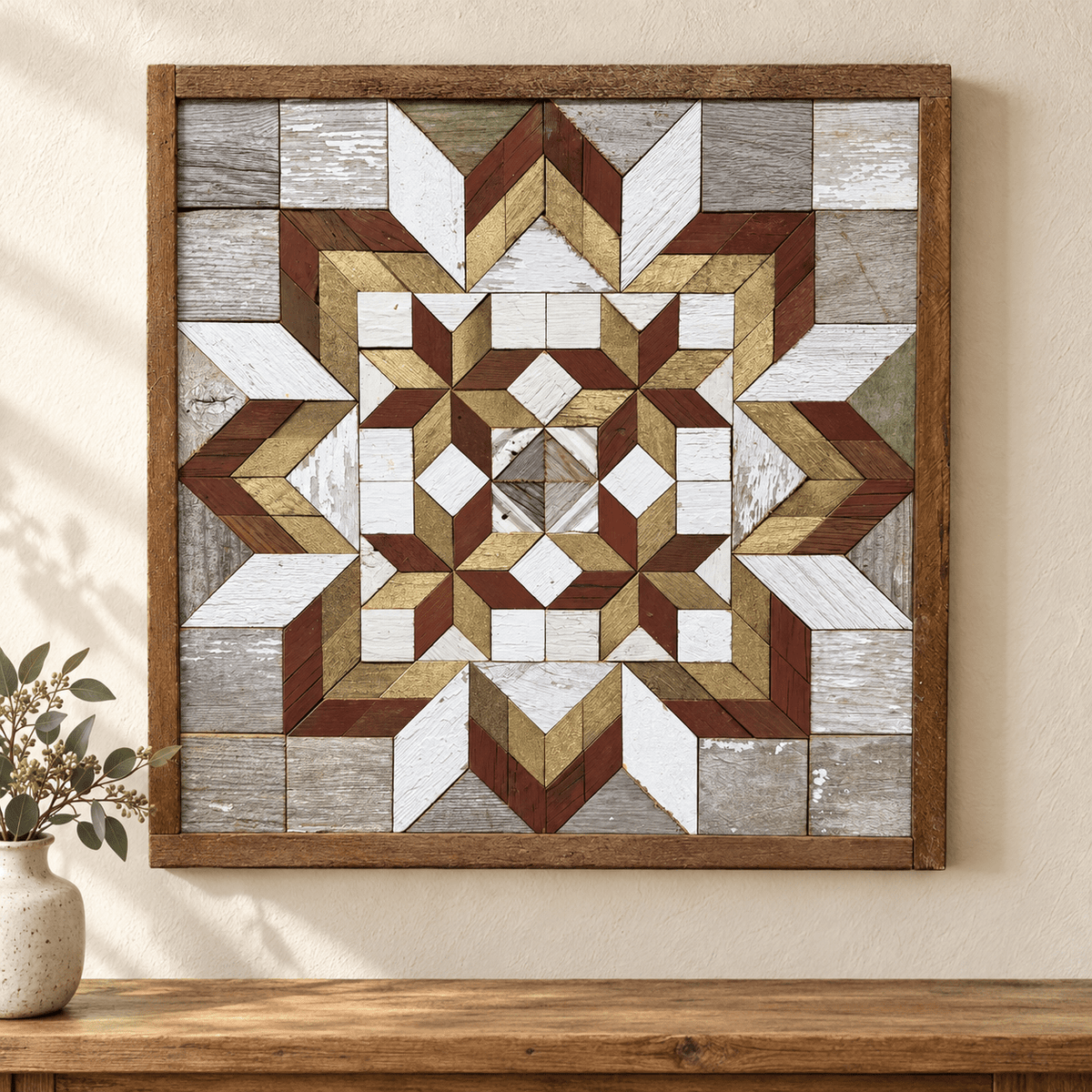 Amish Handmade Barn Quilt Wall Art – Reclaimed Barn Wood – 20.75” x 20.75” - Che Cose Belle
