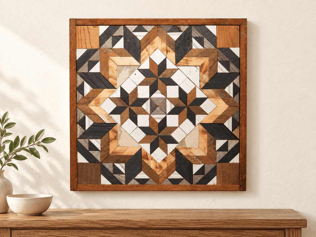 Amish Handmade Barn Quilt Wall Art – Reclaimed Barn Wood – 20.75” x 20.75” - Che Cose Belle